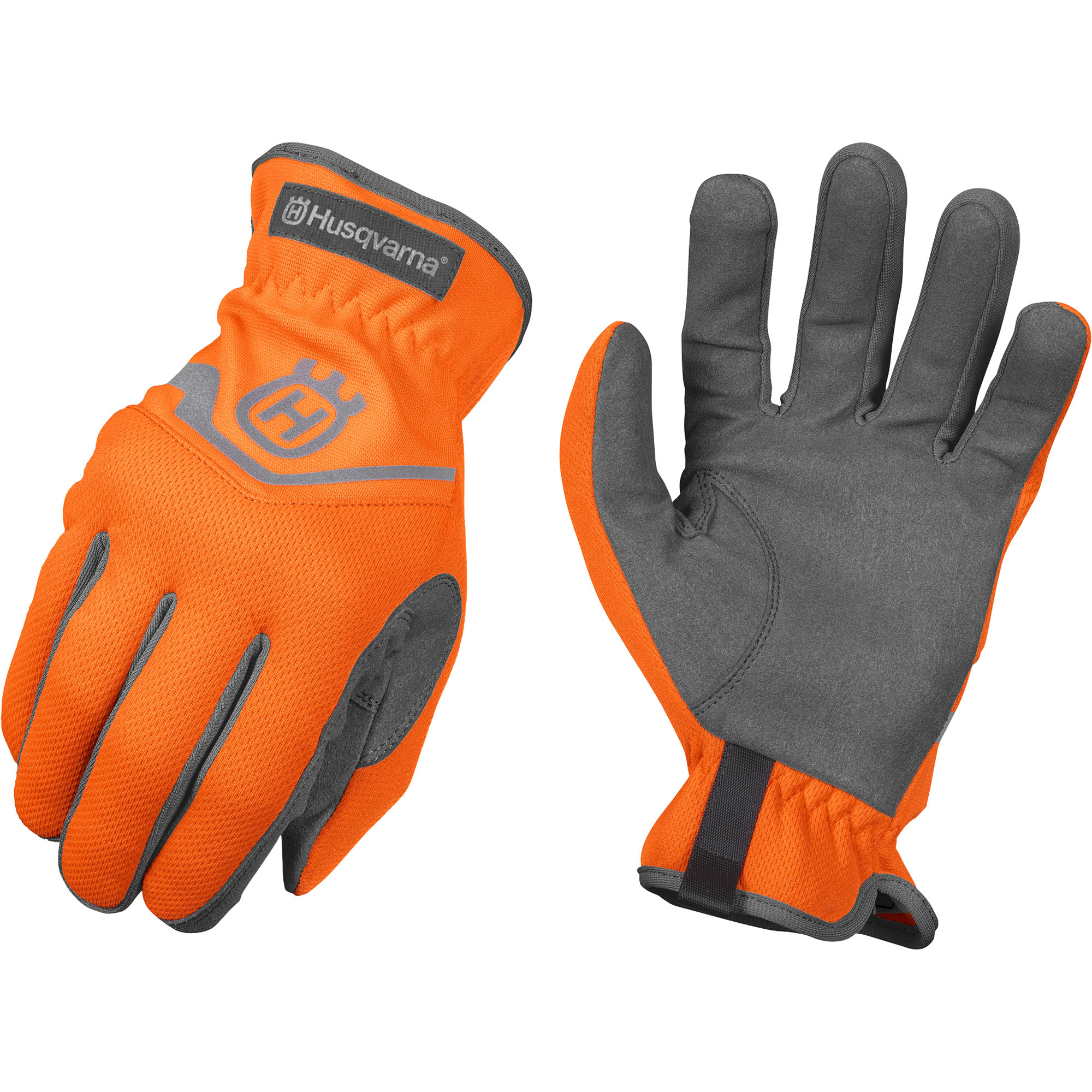Husqvarna Classic Work Gloves —Medium Size, Orange/Gray